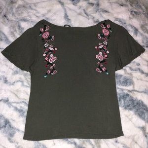 Green floral shirt